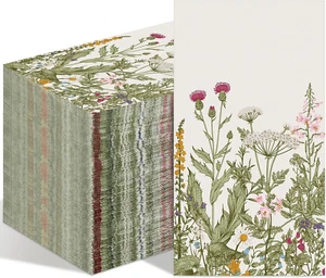 200 Pcs Wildflower Luncheon Napkins Disposable Spring Floral Guest Napkins Vinta - Picture 1 of 12