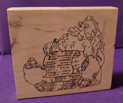 Sello de goma de montaje en madera de Navidad con lista de nombres travieso de Papá Noel de colección ~ JUDITH T-16 Foto 1 de 4