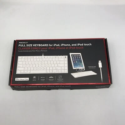 Macally Full Keyboard Lightning Connector iPad iPhone iPod (no stand) IKEYLTII - Image 1 of 4