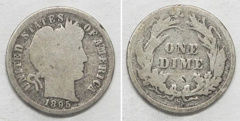 X4699  1895-S Barber Dime 10c, Good Cover