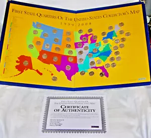 GIANT COMPLETE FIRST STATE QUARTER OF THE US COLLECTOR’S FOLDER-UNCIRC.+CoA+BOX - Picture 1 of 22