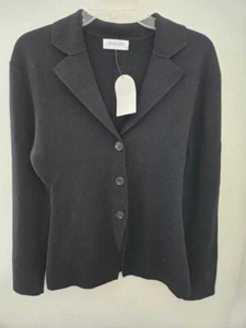 Lifestyledco Black Sweater Jacket Button Down Collard Tapered Size Small NWT - Picture 1 of 2