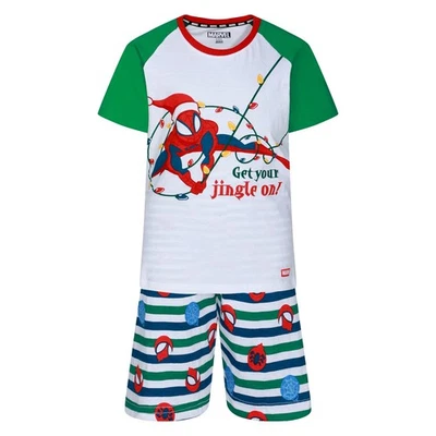 EX UK STORE® Boys Christmas Short Pyjamas Spiderman Jingle PJ Sets 9 to 16Y XMAS Nightwear