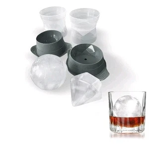 Bandeja redonda para hacer diamantes bola de hielo molde cubo whisky grado alimenticio silicona - Imagen 1 de 5