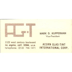 Tarjeta de visita vintage Mark D. Kupperman bellota tinta vidrio Los Ángeles CA SD8-B3 - Imagen 1 de 2