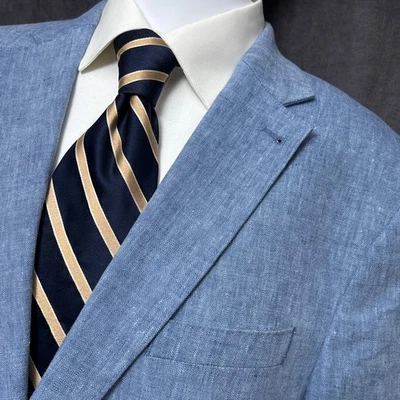 Joseph Abboud 运动外套 46L 修身蓝色亚麻西装外套经典休闲 — 第 1/4 张图片