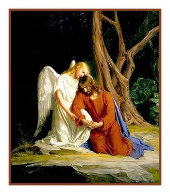 Jesus talking to Angel Gesthemane Religion by Bloch Counted Cross Stitch Pattern - Image 1 of 4