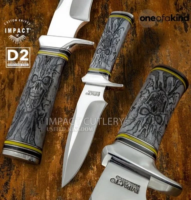 Model # 5735 Impact Cutlery Custom Bowie Knife with Engraved Camel Bone | D2 - Image 1 of 4