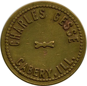 Ficha comercial de 5¢ de restaurante y confitería Charles Gesse Cabery, Illinois IL - Imagen 1 de 2