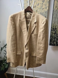 Blazer Abrigo Deportivo Chaqueta BROOKS BROTHERS Vintage 42R 100% Lino Cuadros Ventana - Imagen 1 de 10