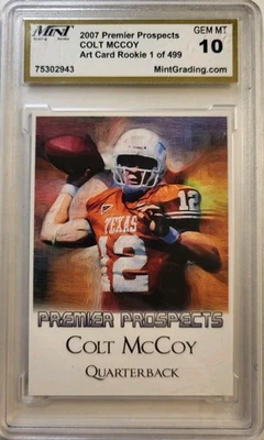 2007 Colt McCoy  Limited Edition Premier Prospects Art Card 1/449 Grade 10 - Image 1 of 2