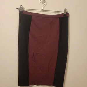 Next Pencil Midi Skirt Size 14 Red Black Block Style Party Work Smart Boho Retro - Picture 1 of 5