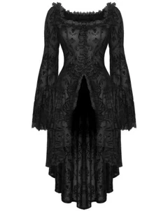 Dark In Love Elegant Gothic Vampire Flocked Velvet Damask Tail Coat Jacket - Picture 1 of 13