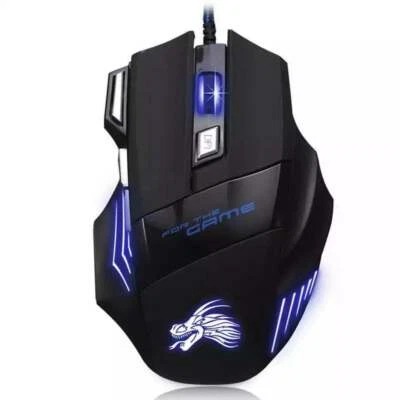 Gaming Mouse 7 Button USB Wired LED Breathing Fire Button Laptop PC - Image 1 of 4