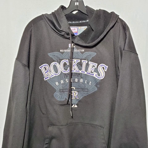 Colorado Rockies Hoodie Long Sleeve Men's Black Hooded MLB Baseball Therma Base Cover