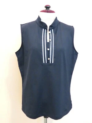 Camisa de golf Tail para mujer L azul con ribete gris Lt camiseta deportiva sin mangas fitness Foto 1 de 4