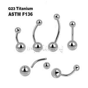 14G G23 Titanium Navel Ring Belly Button Ring with 5mm & 8mm Ball - Picture 1 of 4