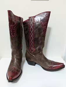 Botas vaqueras Old Gringo Yippee Ki Yay vainilla marrón/rojo para mujer talla 10 - Imagen 1 de 13