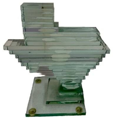 Arte en vidrio apilado Texas escultura figura mapa escritorio prisma 5”x5”X3” transparente pesado Foto 1 de 4