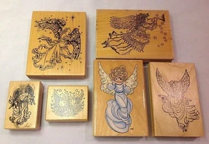 Vtg Cherub Mystical Fairies Angel Precious Moments Wood Mount Rubber Stamps Lot - Picture 1 of 7