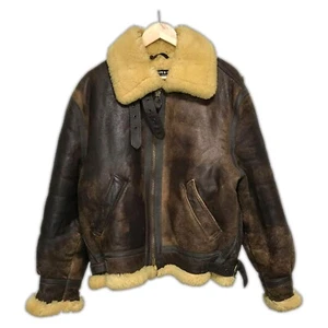 80s Schott B-3 Shearling Leather Flight Jacket USA Made Size 42 Vintage F/S - Bild 1 von 12