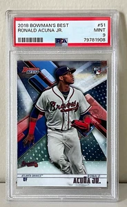 Ronald Acuna Jr RC 2018 Bowman's Best Rookie Atlanta Braves PSA 9 MINT-(713R) - Picture 1 of 2