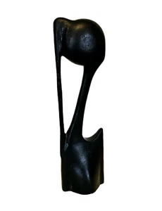 Afrikanisches Ebenholz Holz handgeschnitzt Frau Profil Silhouette Pferdeschwanz Skulptur Büste - Bild 1 von 5