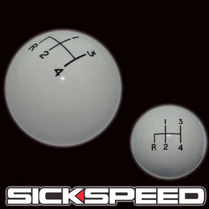 WHITE 4RDL SHIFT KNOB FOR HURST SHORT THROW GEAR SHIFTER SELECTOR 3/8X16 K23 - Picture 1 of 1