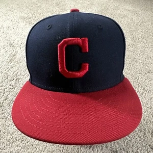 Cleveland Indians Hat Cap Youth 6 5/8 Blue Fitted 5950 New Era MLB On Field - Picture 1 of 10