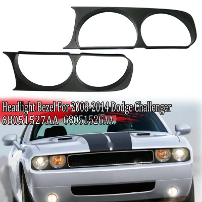 Par de bisel de lámpara de faro para Dodge Challenger 2008-2014 lado izquierdo y derecho negro Foto 1 de 4