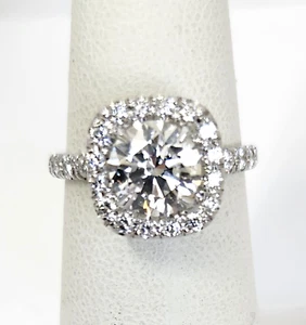 Diamond Engagement Ring 1..50 CT F Certified Round Lab Grown 18K White Gold - Picture 1 of 21