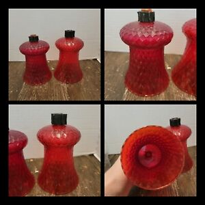 2 HOMCO Red Honeycomb Peg Votive Candle Cup Holders Vintage pair Ruby Shd