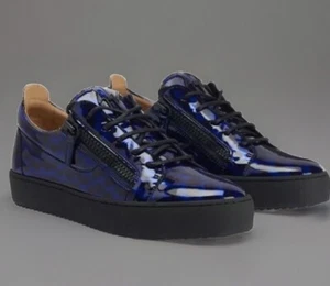 $650 Giuseppe Zanotti Frankie Low Top Glossy Sneakers Fabric Size 44 US 11 - Foto 1 di 18