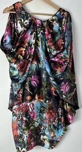 CHARLIE BROWN - Soft Silky Oversize Kaftan Dress Size 10 Birds Flowers Floral - Bild 1 von 11