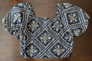 Top loft cropped boho smocked schiena manica a sbuffo spalle scoperte taglia PL floreale - Foto 1 di 20