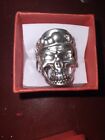 Size 9 Silver Tone Skull Ring New Reproduction Cosplay Viking Pirate Ww2 Biker 