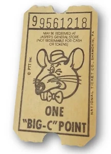 🌟RARO Boleto Vintage Chuck E Cheese ShowBiz Pizza Time Theatre "Big C Point"🌟 - Imagen 1 de 1