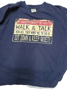 CYGNUS Youth Unisex Size Large Cotton  T-Shirt MY PARENTS TAUGHT ME TO Navy Blue - Picture 1 of 11