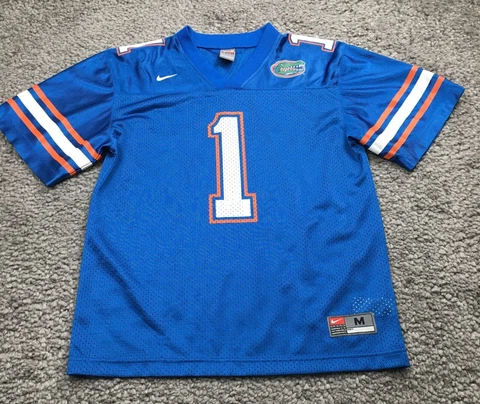 Nike Youth Boys Florida Gators Football Jersey Size M Blue V-Neck Short Sleeve Cover