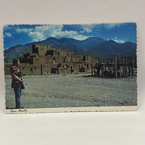 Taos Pueblo New Mexico Picturesque Indian Apartment Houses Vintage Postcard - Picture 1 of 2