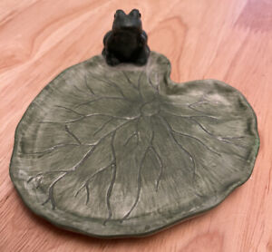 Frog Sitting on a Lily Pad Ceramic Realistic Frog Decor