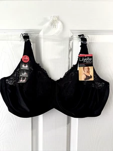 NEW Liliyette By Bali Minimizer Underwire Bra 42D Black 0428 - Picture 1 of 4