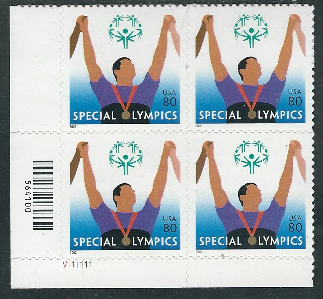 Scott #3771...80 Cent...Special Olympics...Plate Block - Image 1 of 1