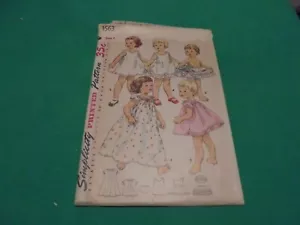 VTG 1950s Simplicity Sewing Pattern 1563 Toddler Girls Lingerie Wardrobe Size 1 - Picture 1 of 3
