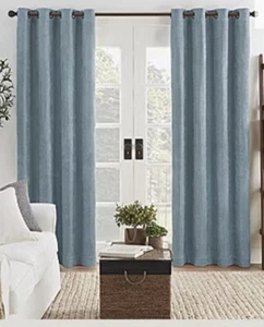 Eclipse Absolute Zero Black Out Draft Stopper Curtains Medium Blue 50" x 63" - Picture 1 of 12