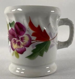 Antique Ironstone Shaving Scuttle Petunia Pattern Hand Painted Twist Handle - Picture 1 of 4