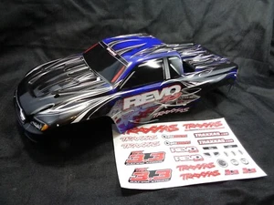 New Traxxas Nitro Revo 3.3 Blue Black Painted Body Shell with Decals - Picture 1 of 6