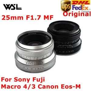 WesleyWSL 25mm F1.7 Manual Focus Lens for Canon EOS-M Fuji FX SONY M43 Olympus - Picture 1 of 6