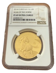 Great Britain 2014 Gold 1 oz 100 Pounds NGC PF69UC Year of The Horse - Picture 1 of 2