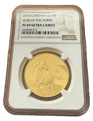 Great Britain 2014 Gold 1 oz 100 Pounds NGC PF69UC Year of The Horse - Image 1 of 2